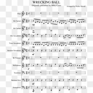 Wrecking Ball Sheet Music Composed By Arranged By Walker - Super Mario Bros Theme Song Sheet Music Alto Sax, HD Png Download