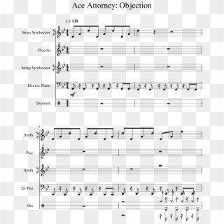 Objection Sheet Music 1 Of 5 Pages - Objection Phoenix Wright Flute Sheet Music, HD Png Download
