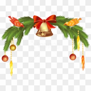 Free Png Christmas Bells With Pine Branch Png - Christmas Bells And Branch Png, Transparent Png