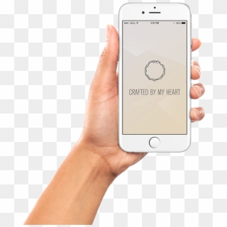 Hand Holding A Iphone 6 Running The Crafted By My Heart - Iphone, HD Png Download