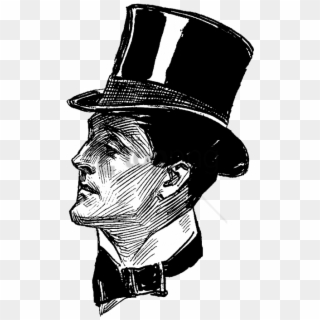 Free Png Download Man With Victorian Top Hat Sideview - Drawing Of Man In Top Hat, Transparent Png