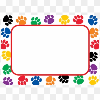 Tcr5168 Colorful Paw Prints Name Tags/labels Image - Paw Print Name Tags, HD Png Download