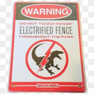 Loot Crate Exclusive Raptor Fence Metal Sign Jurassic - Jurassic Park Fence Sign, HD Png Download