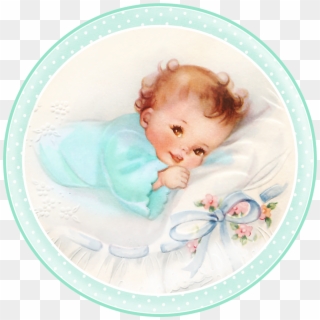 Cute Babies At Bed - Cute Vintage Baby Cards, HD Png Download
