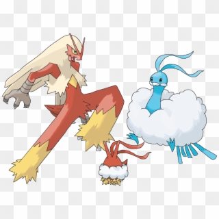 Blaziken And Altaria With Their Egg, Drawn On Paint - Pokemon Alpha Sapphire Starters Evolutions, HD Png Download