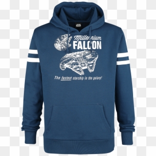 Millenium Falcon Blue Hooded Sweater Roughened Insideribbed - Hoodie, HD Png Download