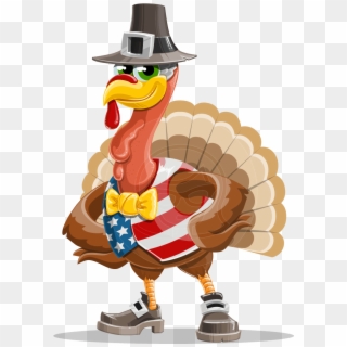 American Turkey Cartoon Vector Character Aka Jonathan - Cartoon Turkeys With Hat, HD Png Download