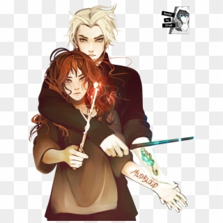 Anime Draco Malfoy And Hermione Granger, HD Png Download
