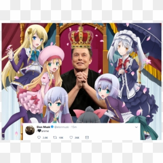 Elon Musk The Monarch Of Weebdom - Elon Musk And Anime, HD Png Download