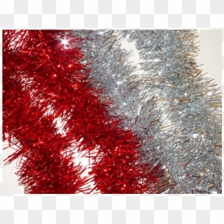 Vintage Christmas Xmas M Green Silver Gold - Silver And Red Tinsel, HD Png Download