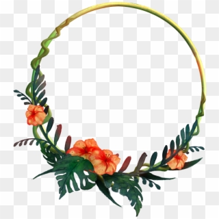 932 Round Tropical Frame 01 By Tigers-stock - Round Flower Frame Png, Transparent Png