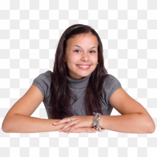 Download Young Attractive Woman Sitting At The Desk - Young Girl Png, Transparent Png
