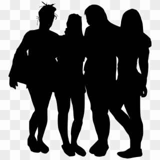 Group Of 4 Girls Silhouette, HD Png Download