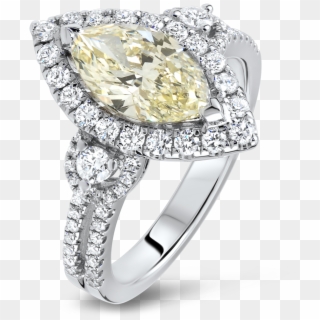 18k Wg Marquis Diamond Engagement Ring, HD Png Download