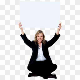 Girl Holding Banner Png Image - Business Woman Sitting Png, Transparent Png