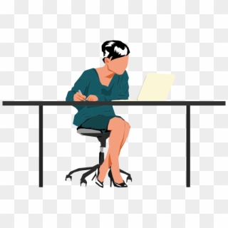 Image Freeuse Sitting Medium Image Png - Woman Sitting At Desk, Transparent Png