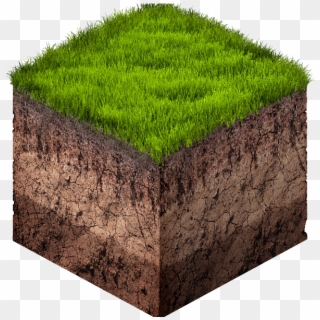 Earth Ground And Grass Cube Cross Section Isometric - Ground Cross Section, HD Png Download