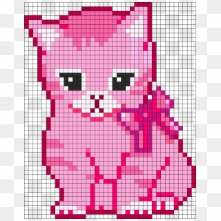 Pink Pixel Kitten Perler Bead Pattern / Bead Sprite - Pixel Art Cute Animals, HD Png Download
