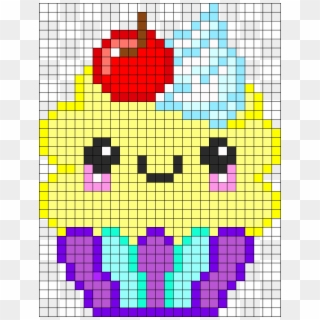 Kawaii Cupcake Perler Bead Pattern / Bead Sprite - Pixel Art Fruit, HD Png Download