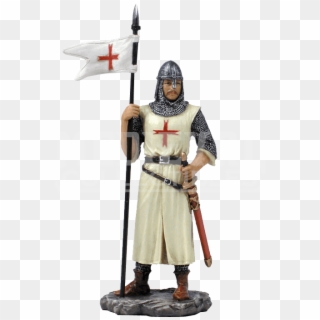 Armored Crusader With Flag In Right Hand Statue - Crusader Flag, HD Png Download
