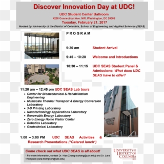 2017 Discover Innovation Day Agenda 2 - University Of The District Of Columbia, HD Png Download