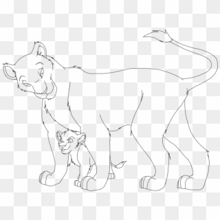 Lioness Drawing Realistic - Line Art, HD Png Download