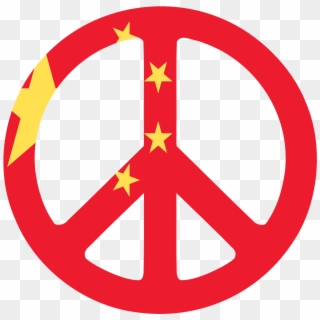 China Flag Peace Sign Chinese New Year 555px - Pink Peace Sign, HD Png Download