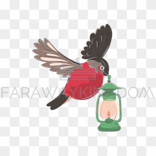 Bullfinch Lamp Christmas Cartoon Vector Illustration - Cartoon, HD Png Download