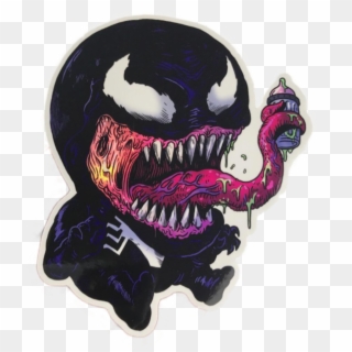 #stickergang #baby #venom #tongue #black #sharp #teeth - Skull, HD Png Download