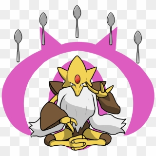 Mega Alakazam Lifts Some Spoons For Your Entertainment - Cartoon, HD Png Download