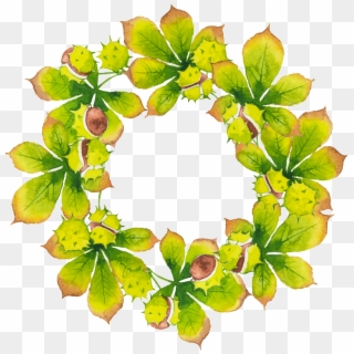 Creative Green Leaf Wreath Hd Png Hand Painted, Transparent Png