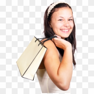 Download Happy Smiling Woman Hold Shopping Bag Png - Woman With Shopping Bags Png, Transparent Png