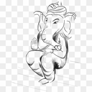 Drawing Ganesha Cartoon - Sketch, HD Png Download