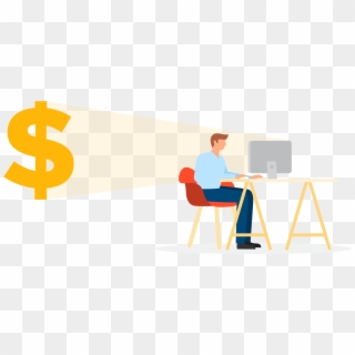Make Money Clipart Computer - Sitting, HD Png Download