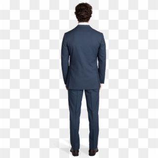 Slate Blue Notch Lapel Suit - Man In Suit Back Png, Transparent Png