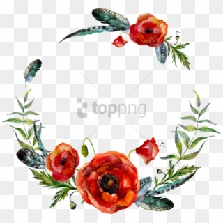 Free Png Bohemian Flower Png Image With Transparent - Red Flower Wreath Watercolor, Png Download