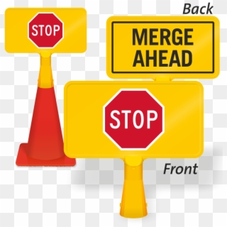 Merge Ahead Stop Coneboss Sign - Alabama State Capitol, HD Png Download