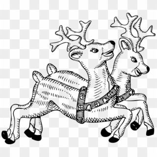 Christmas Bell Coloring Page - Christmas Reindeer Clipart Black And White, HD Png Download