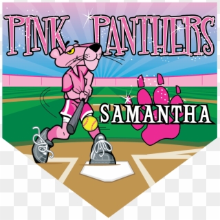 Pink Panthers Home Plate Individual Team Pennant - Cartoon, HD Png Download