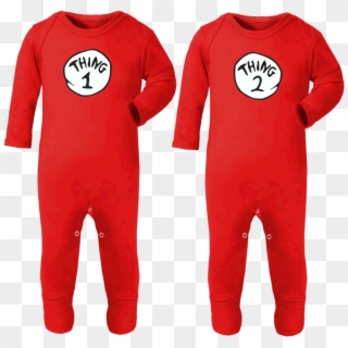 Thing 1 & Thing 2 Footed Playsuits/costumes For Twins - Thing 1 And Thing 2, HD Png Download