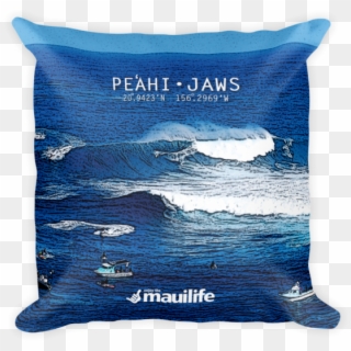 The Mauilife Pe'ahi / Jaws Surf Scene Square Pillow - Cushion, HD Png Download