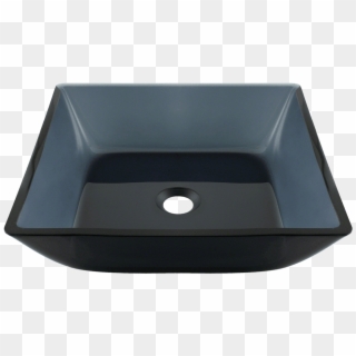 630 Square Black Glass Vessel Bathroom Sink - Square Vessel Sink, HD Png Download