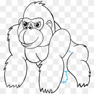 Gorilla Outline How To Draw A Cartoon Gorilla In A - Dibujo Lapiz Gorila De Montaña, HD Png Download