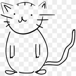 Black And White Cat Sketch - Draw A Cat With Number 8, HD Png Download