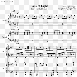 Rays Of Light Piano Duet Normal - Imagine Ariana Grande Sheet Music, HD Png Download