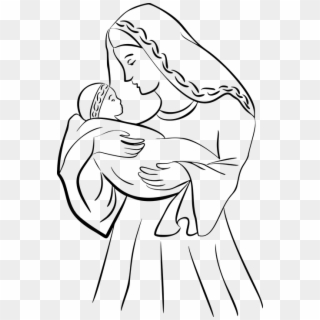 Mary And Jesus - Mother Mary And Baby Jesus Drawings, HD Png Download