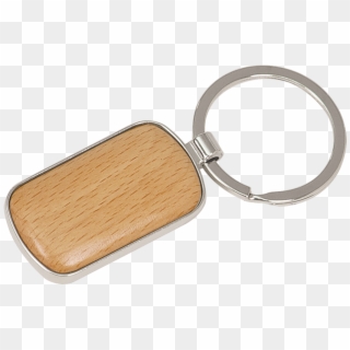 Silver & Wood Rounded Corners Rectangle Keychain - Keychain, HD Png Download