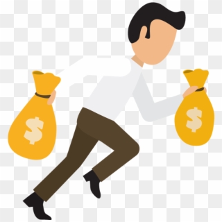 Money Clipart Business - Cartoon Person With Money Png, Transparent Png