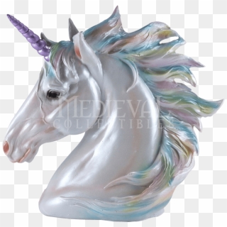 Rainbow Unicorn Head Figurine - Unicorn Head Sculpture Rainbow, HD Png Download