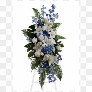 Accents Of Blue Standing Spray To Philippines - Blue And White Funeral Spray, HD Png Download